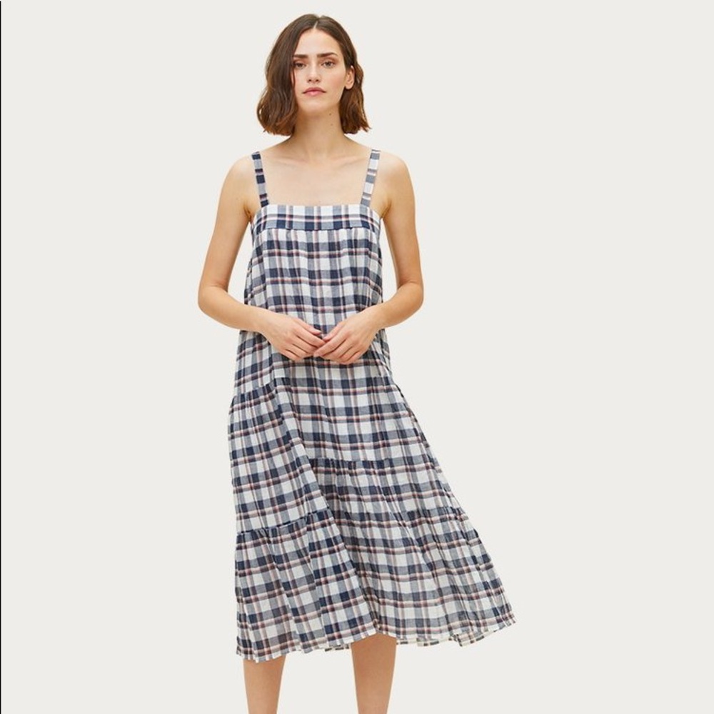 Jenni Kanye minimal blue plaid sundress Size XS